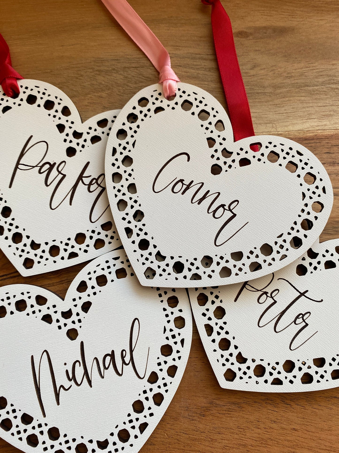 Personalized Valentine Rattan Ornaments - Retro - Cute