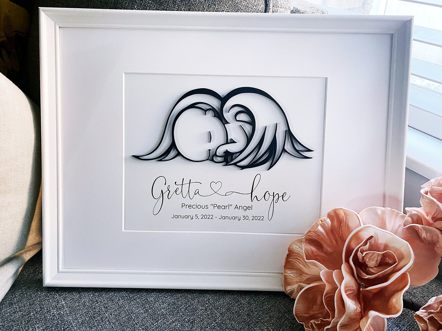 Infant Baby Loss Picture - Stillborn, Miscarriage, Woodcut - Laser Engraved - Memorial