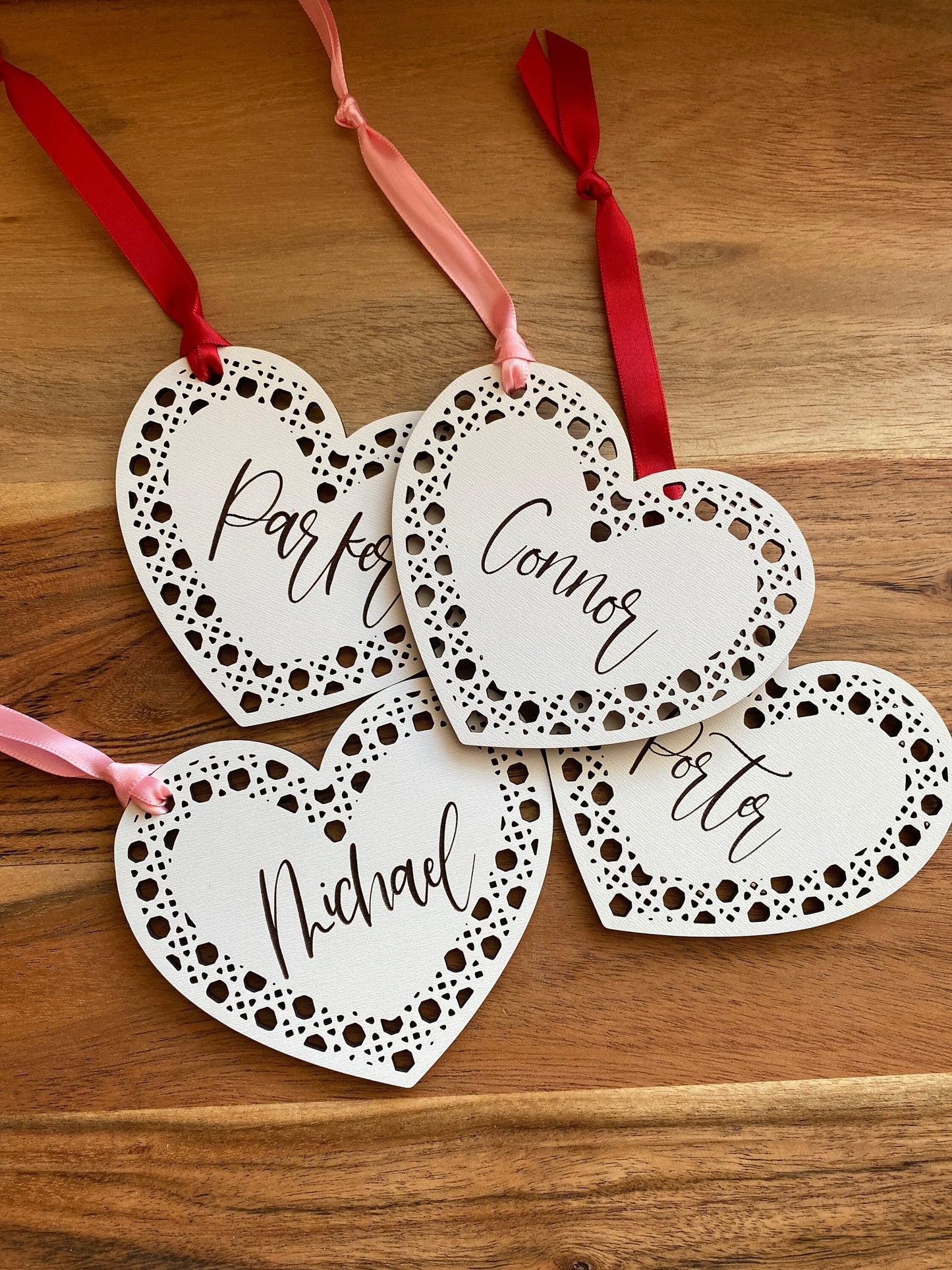 Personalized Valentine Rattan Ornaments - Retro - Cute