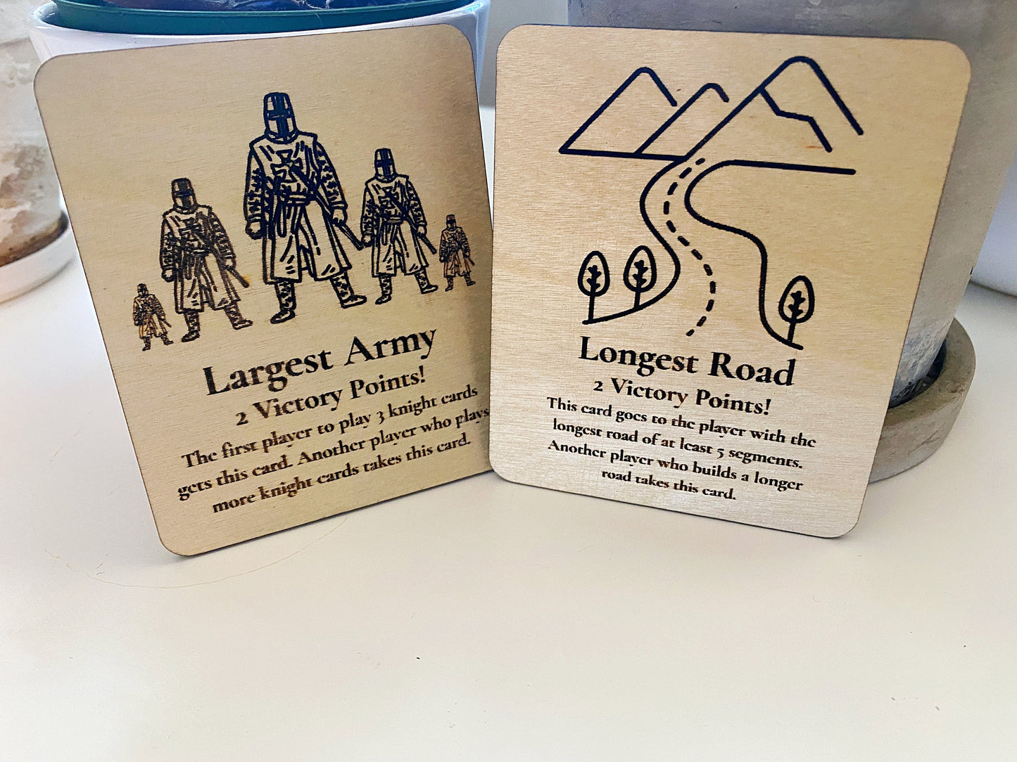 Settler Game - Longest Road - Largest Army - Building Costs - Wood Cards