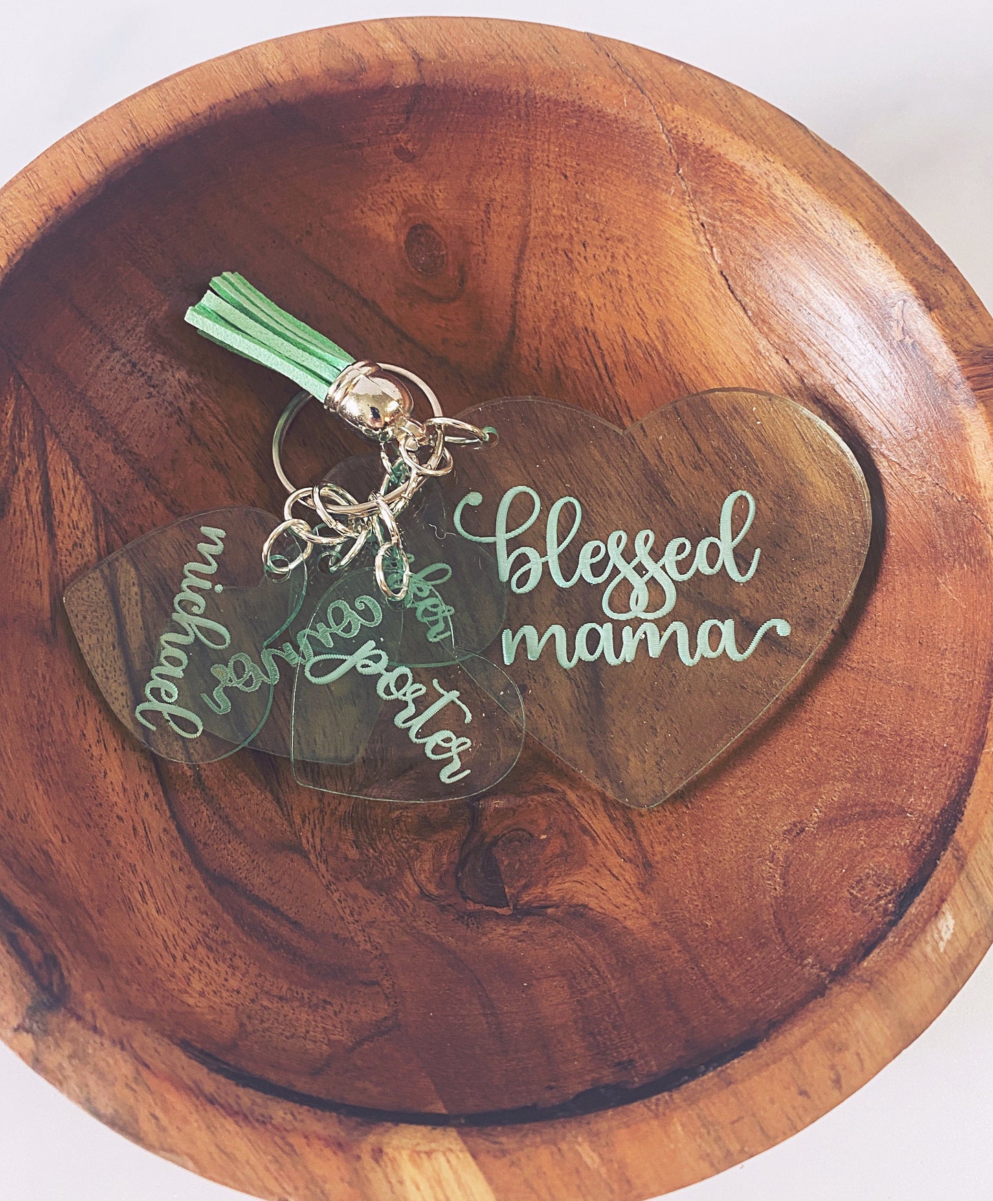 Blessed Mama Keychain - Personalized With Child Names - Laser Engraved Acrylic - Mother's Day Gift